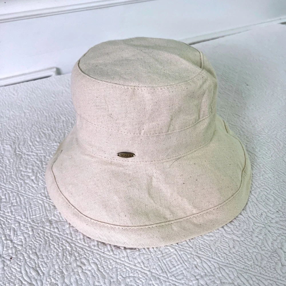 Scala Bucket Sun Hat OS UPF 50+ Cotton Packable Cream Coastal Grandma Travel